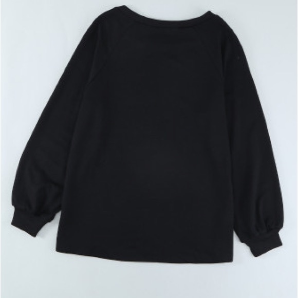 Black Relaxed Fit Crew Neck Pullover Sweatshirt - Picture 5 of 10